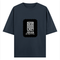 Oversized Standard T-Shirt | Oversized Fit Unisex | 100% Super Combed Cotton Embroidery | Soft, Breathable, Durable | Unisex Adult | Typographic - front - Navy Blue - mockup 1