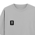 Oversized Standard T-Shirt | Oversized Fit Unisex | 100% Super Combed Cotton Embroidery | Soft, Breathable, Durable | Unisex Adult | Typographic - left pocket - Grey Melange - mockup 3
