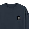 Oversized Standard T-Shirt | Oversized Fit Unisex | 100% Super Combed Cotton Embroidery | Soft, Breathable, Durable | Unisex Adult | Typographic - right pocket - Navy Blue - mockup 4