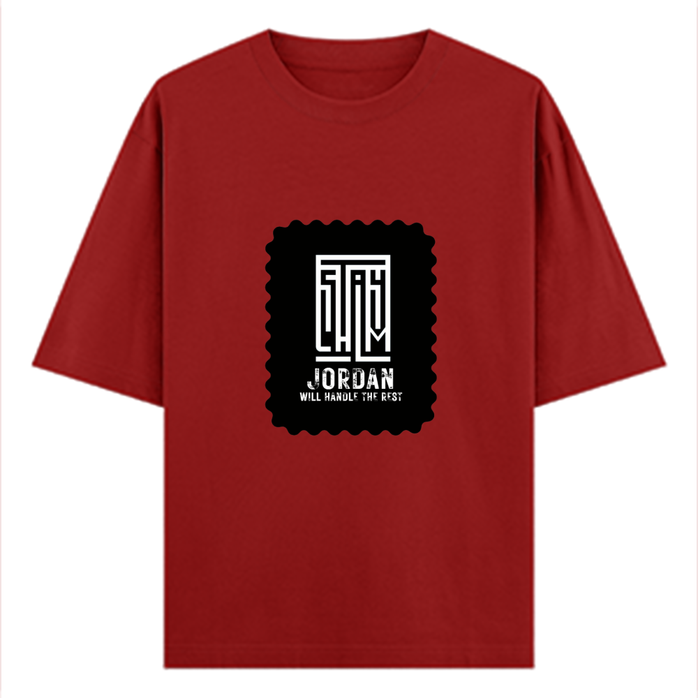 Oversized Classic T-Shirt | Unisex Oversized Fit | 100% Super-Combed Cotton | Pre-Shrunk & Ribbed Neck | Adults | Typographic | Determination - front - Red - mockup 1
