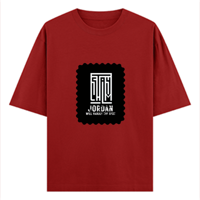 Oversized Classic T-Shirt | Unisex Oversized Fit | 100% Super-Combed Cotton | Pre-Shrunk & Ribbed Neck | Adults | Typographic | Determination - front - Red - mockup 1