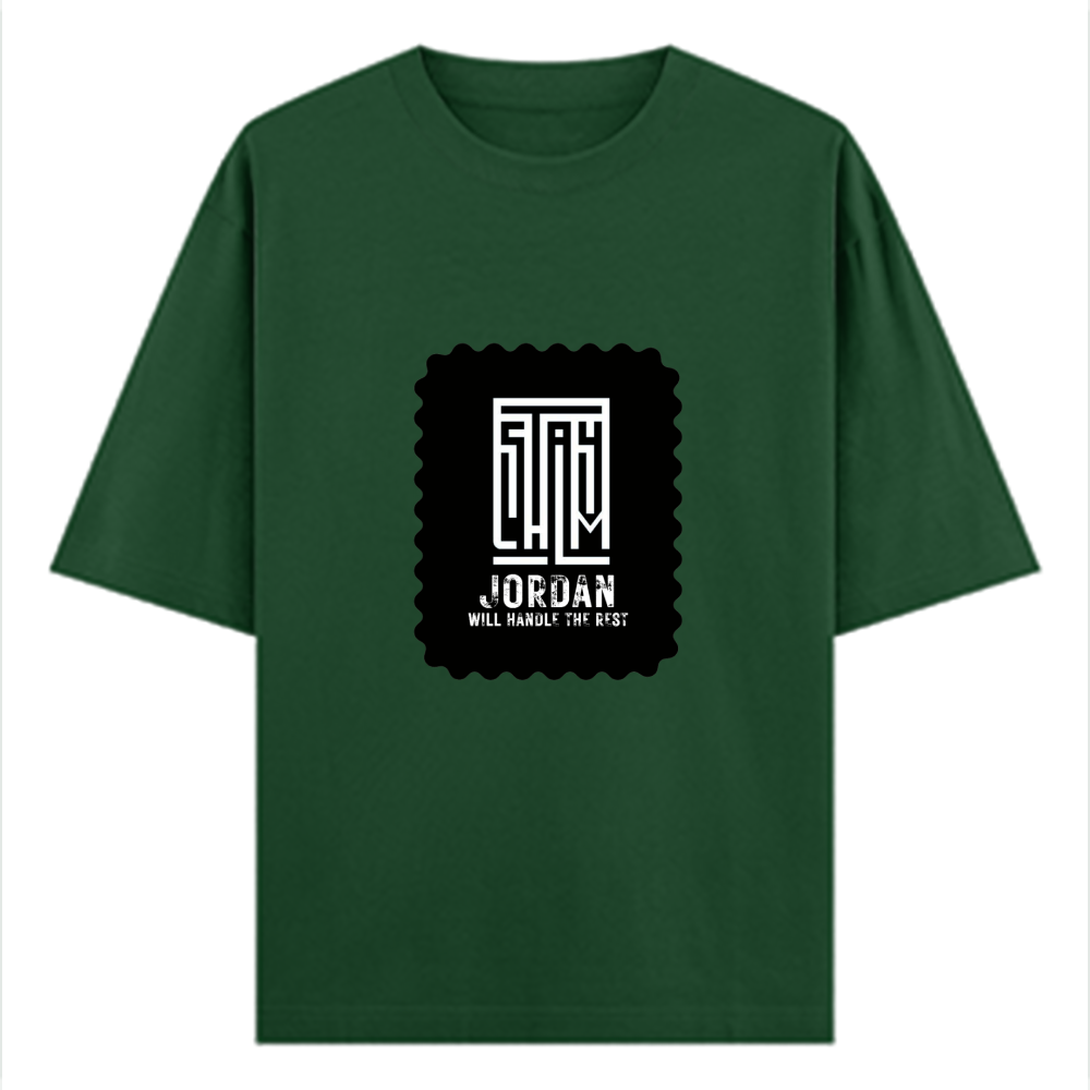Oversized Classic T-Shirt | Unisex Fit | 100% Super-Combed Cotton | Pre-Shrunk, Double-Stitched | Adults | Typographic | Determination | Everyday - front - Bottle Green - mockup 1
