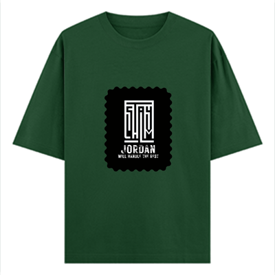 Oversized Classic T-Shirt | Unisex Fit | 100% Super-Combed Cotton | Pre-Shrunk, Double-Stitched | Adults | Typographic | Determination | Everyday - front - Bottle Green - mockup 1