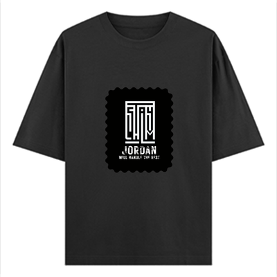 Oversized Classic T-Shirt | Unisex Oversized Fit | 100% Super-Combed Cotton | Embroidery, Pre-Shrunk, Ribbed Neck | Adult | Typographic - front - Black - mockup 1