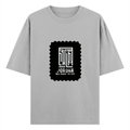 Oversized Classic T-Shirt | Unisex Oversized Fit | 100% Super-Combed Cotton | Embroidery, Pre-Shrunk, Ribbed Neck | Adult | Typographic - front - Grey Melange - mockup 1