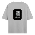 Oversized Classic T-Shirt | Unisex Oversized Fit | 100% Super-Combed Cotton | Embroidery, Pre-Shrunk, Ribbed Neck | Adult | Typographic - back - Grey Melange - mockup 2
