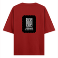 Oversized Classic T-Shirt | Unisex Oversized Fit | 100% Super-Combed Cotton | Embroidery, Pre-Shrunk, Ribbed Neck | Adult | Typographic - back - Red - mockup 2