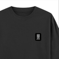Oversized Classic T-Shirt | Unisex Oversized Fit | 100% Super-Combed Cotton | Embroidery, Pre-Shrunk, Ribbed Neck | Adult | Typographic - right pocket - Black - mockup 4