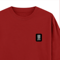 Oversized Classic T-Shirt | Unisex Oversized Fit | 100% Super-Combed Cotton | Embroidery, Pre-Shrunk, Ribbed Neck | Adult | Typographic - right pocket - Red - mockup 4