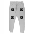 Joggers | Unisex Regular Fit | 260 GSM Fleece | Pockets & Ribbed Cuffs | Adults | Typographic | Determination | Everyday | Confident - left pocket - Grey Melange - mockup 1