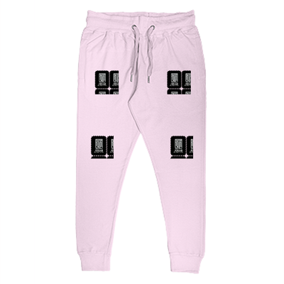Joggers | Unisex Regular Fit | 260 GSM Fleece | Pockets & Ribbed Cuffs | Adults | Typographic | Determination | Everyday | Confident - left pocket - Light Baby Pink - mockup 1