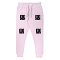 Joggers | Regular Fit Unisex | 260 GSM Fleece Embroidery | Derby Rib & Pockets | Typographic | Determination | Everyday | Confident - left pocket - Light Baby Pink - mockup 1