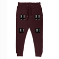 Joggers | Regular Fit Unisex | 260 GSM Fleece Embroidery | Derby Rib & Pockets | Typographic | Determination | Everyday | Confident - left pocket - Maroon - mockup 1