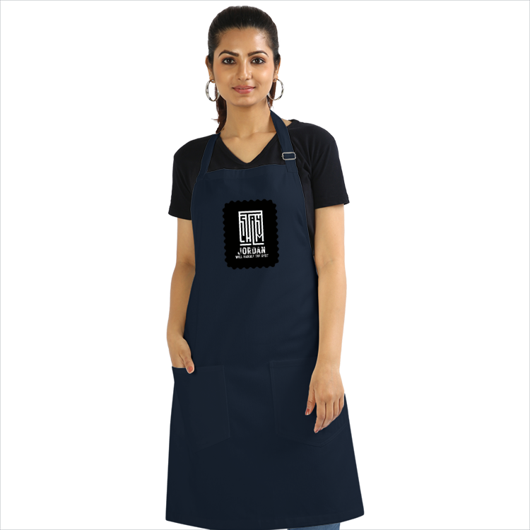 Apron | Onesize Unisex Adult | Cotton DTG Printed | Pockets & Adjustable Straps | Typographic | Determination | Everyday | Confident - front - Navy Blue - mockup 1