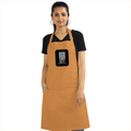 Apron | Onesize Unisex Adult | Cotton Drill Fabric with Embroidery | Two Front Pockets, Adjustable Straps, Double-Stitched | Typographic - front - Khaki - mockup 1