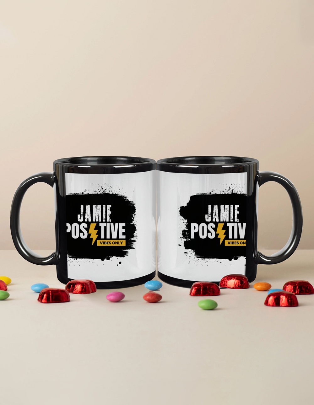 Black Coffee Mug | 11 oz Unisex | Ceramic Sublimation | Fade-Proof Glossy Finish | Grunge | Positivity | Motivation | Birthday | Uplifting | Uplifting - front - mockup 1