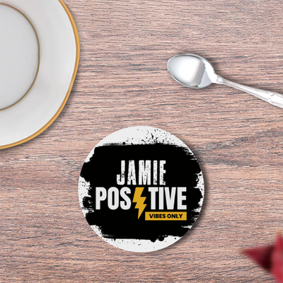 Coasters | Unisex | 3mm MDF Sublimation Print | Glossy Finish, Table Protection | Home & Office Accessory | Grunge | Positivity | Motivation - front - White - mockup 1