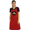 Apron | Onesize Unisex Adult | Cotton Drill Fabric with Embroidery | Two Front Pockets, Adjustable Straps, Double-Stitched | Grunge | Positivity - front - Red - mockup 1