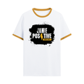 Ringer T-shirt | Unisex | DTG Print | Contrast Trim | Men's, Women's | Grunge | Positivity | Motivation | Birthday | Uplifting | Uplifting Positivity - front - Mustard yellow off white - mockup 1
