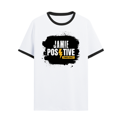 Ringer T-shirt | Unisex Regular Fit | 100% Cotton DTF/DTG | Contrast Rib Neck Bio Washed Pre-Shrunk | Adults | Grunge | Positivity | Motivation - front - Black White - mockup 1