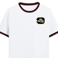 Ringer T-shirt | Unisex Regular Fit | 100% Cotton DTF/DTG | Contrast Rib Neck Bio Washed Pre-Shrunk | Adults | Grunge | Positivity | Motivation - left pocket - Maroon off white - mockup 3