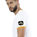 Ringer T-shirt | Unisex Regular Fit | 100% Cotton DTF/DTG | Contrast Rib Neck Bio Washed Pre-Shrunk | Adults | Grunge | Positivity | Motivation - left sleeve - Mustard yellow off white - mockup 5