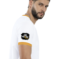 Ringer T-shirt | Unisex Regular Fit | 100% Cotton DTF/DTG | Contrast Rib Neck Bio Washed Pre-Shrunk | Adults | Grunge | Positivity | Motivation - right sleeve - Mustard yellow off white - mockup 6