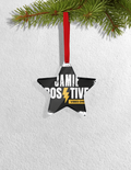 Christmas Ornaments | 3x3-inch | Acrylic UV Printed | Lightweight, Waterproof, Fade-Proof, Satin Ribbon | Unisex Adult | Grunge | Positivity - front_Star - Star - mockup 2