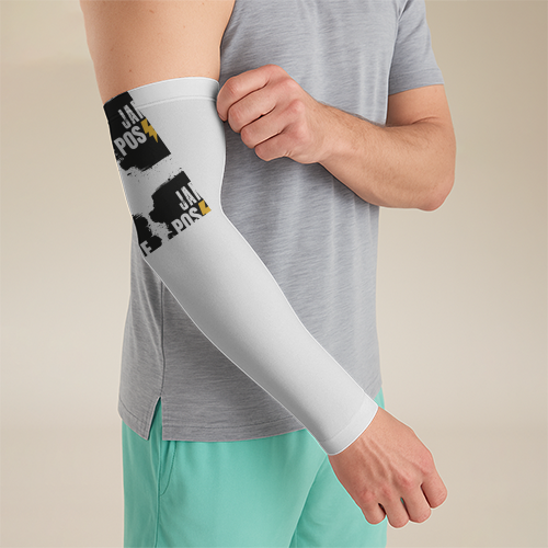 Men's Arm Sleeves | Standard Fit | Poly-Spandex | UV Protection, Compression, Breathable | Unisex | Grunge | Positivity | Motivation | Birthday - right sleeve - White - mockup 2