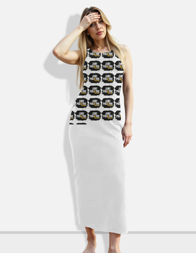 Female Bodycon Dress | Full-Length Skin-Fit | 220 GSM Poly-Spandex AOP | Breathable, Stretchable, Side Slit | Women | Grunge | Positivity | Motivation - front - White - mockup 1