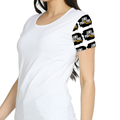 Female A-Line Dress | Women's XS-XXL | Poly Spandex | All-Over Sublimation, Stretchable, Wrinkle-Free, Fade-Resistant | Grunge | Positivity - left sleeve - White - mockup 3