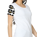 Female A-Line Dress | Women's XS-XXL | Poly Spandex | All-Over Sublimation, Stretchable, Wrinkle-Free, Fade-Resistant | Grunge | Positivity - right sleeve - White - mockup 4