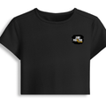 Female Baby Tee | Cropped Fit, Gen Z | 95% Cotton 5% Spandex, DTG | Stretchable, Breathable, Pre-Shrunk | Women | Grunge | Positivity | Motivation - left pocket - Black - mockup 3