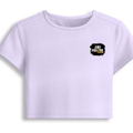 Female Baby Tee | Cropped Fit, Gen Z | 95% Cotton 5% Spandex, DTG | Stretchable, Breathable, Pre-Shrunk | Women | Grunge | Positivity | Motivation - left pocket - Lavender - mockup 3