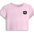 Female Baby Tee | Cropped Fit, Gen Z | 95% Cotton 5% Spandex, DTG | Stretchable, Breathable, Pre-Shrunk | Women | Grunge | Positivity | Motivation - left pocket - Light Baby Pink - mockup 3