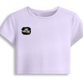 Female Baby Tee | Cropped Fit, Gen Z | 95% Cotton 5% Spandex, DTG | Stretchable, Breathable, Pre-Shrunk | Women | Grunge | Positivity | Motivation - right pocket - Lavender - mockup 4