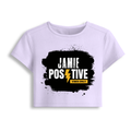 Female Baby Tee | Cropped Fitted | 95% Cotton 5% Spandex | Embroidery Ready | Pre-Shrunk, Stretchable, Breathable | Women's | Grunge | Positivity - front - Lavender - mockup 1