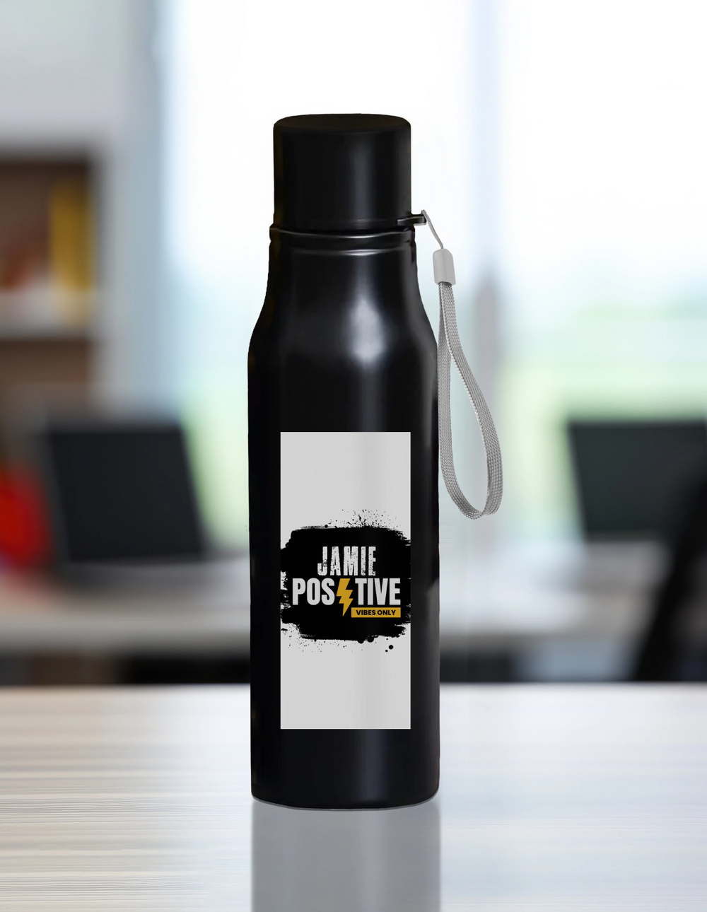 Steel Water Bottle | 750ml Unisex | 304 Stainless Steel Laser Engraved | Leak-Proof, BPA-Free, Eco-Friendly | Grunge | Positivity | Motivation - front - mockup 1