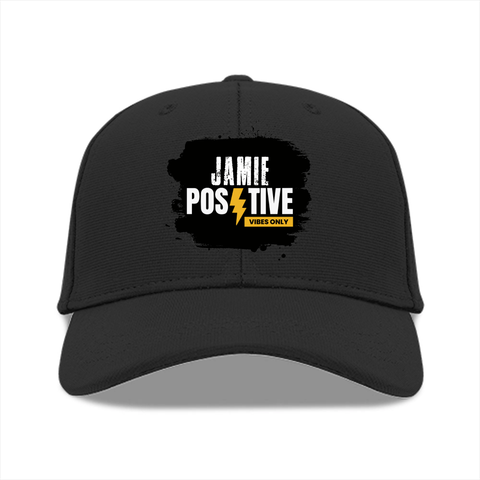 Baseball Ottoman Cap | Universal Fit Adjustable | Polyester Fabric | Structured, Lightweight, Breathable | Unisex Adults | Grunge | Positivity - front - Black - mockup 1