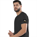 Basic T-Shirt | Unisex Fit, Sizes XS-2XL | 180 GSM Poly-Cotton Blend, DTF Ready | Bio-Wash, Silicon Finish, Durable Stitching | Adults | Grunge - left sleeve - Black - mockup 5