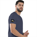 Basic T-Shirt | Unisex Fit, Sizes XS-2XL | 180 GSM Poly-Cotton Blend, DTF Ready | Bio-Wash, Silicon Finish, Durable Stitching | Adults | Grunge - right sleeve - Navy Blue - mockup 6
