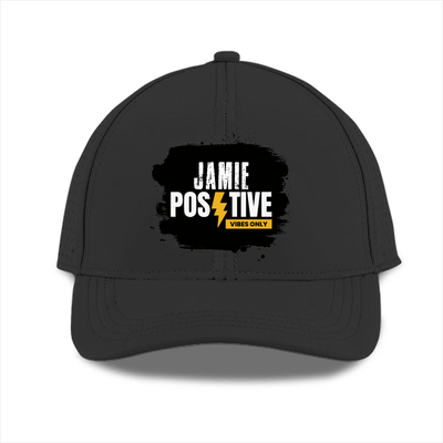 Sports Cap | Unisex | Polyester | Breathable, Adjustable Fit, DTG Printing | All Ages | Grunge | Positivity | Motivation | Birthday | Uplifting - front - Black - mockup 1