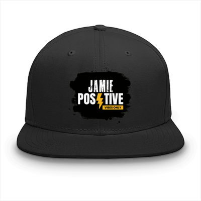 Classic Snapback Cap | Adjustable One-Size | Heavy Cotton DTG Printed | Flat Brim Structured | Unisex Adults | Grunge | Positivity | Motivation - front - Black - mockup 1