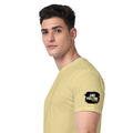 Supima T-Shirt | Unisex Regular Fit, All Ages | 100% Supima Cotton, DTG Printed | Pre-shrunk, Bio-washed, Soft Feel | Unisex | Grunge | Positivity - left sleeve - Beige - mockup 5