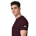 Supima T-Shirt | Unisex Regular Fit, All Ages | 100% Supima Cotton, DTG Printed | Pre-shrunk, Bio-washed, Soft Feel | Unisex | Grunge | Positivity - left sleeve - Maroon - mockup 5