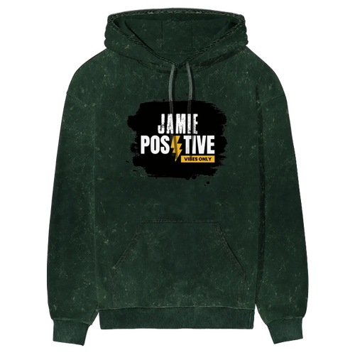 Acid Wash Hoodie | Unisex Regular Fit | 100% Super-Combed Cotton | 300 GSM, Pre-Shrunk, Ribbed Hems & Cuffs | Adults | Grunge | Positivity - front - mockup 1