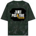 Acid Wash Oversized Tee | Unisex Relaxed Fit | 100% Super-Combed Cotton (240 GSM) DTF | Lycra Ribbed Neck, Pre-Shrunk | Adult | Grunge | Positivity - back - Bottle Green - mockup 2