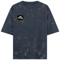 Acid Wash Oversized Tee | Unisex Relaxed Fit | 100% Super-Combed Cotton (240 GSM) DTF | Lycra Ribbed Neck, Pre-Shrunk | Adult | Grunge | Positivity - left pocket - Navy Blue - mockup 3
