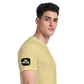 Supima T-Shirt | Unisex Regular Fit | 100% Supima Cotton | Embroidery | Pre-Shrunk, Soft Feel | Adults | Grunge | Positivity | Motivation | Birthday - right sleeve - Beige - mockup 6