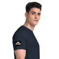 Supima T-Shirt | Unisex Regular Fit | 100% Supima Cotton | Embroidery | Pre-Shrunk, Soft Feel | Adults | Grunge | Positivity | Motivation | Birthday - right sleeve - Navy Blue - mockup 6